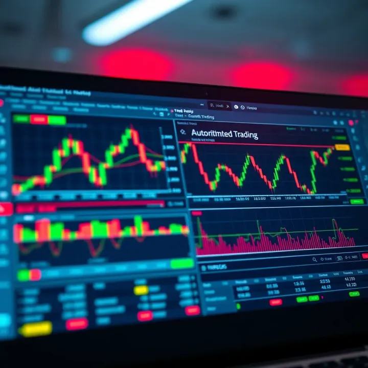 Graphical interface of an automated trading platform showing stock charts and algorithm settings