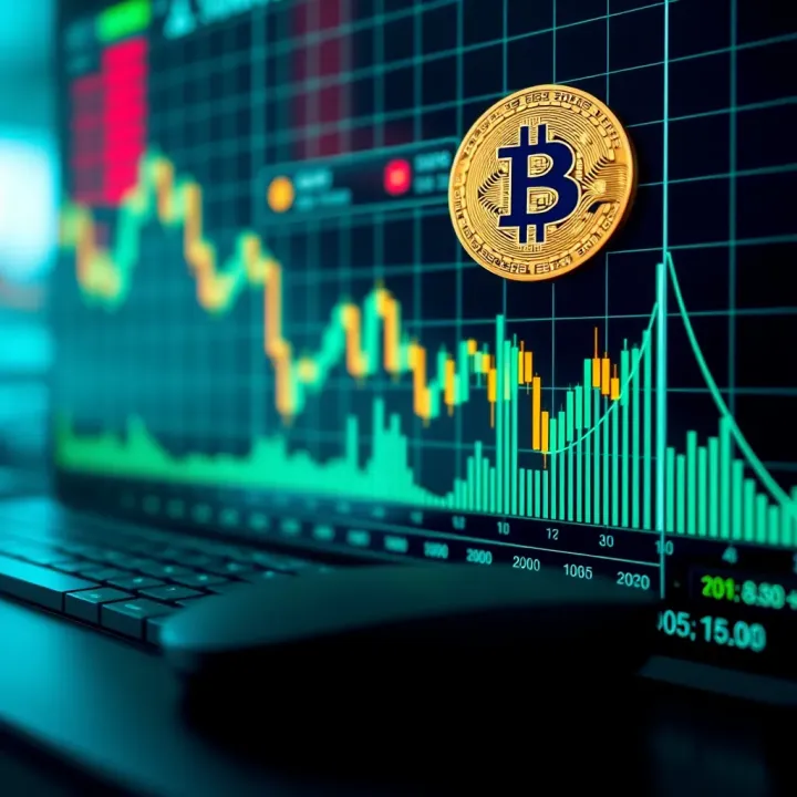 Graph displaying Bitcoin price fluctuations influenced by market trends and external factors