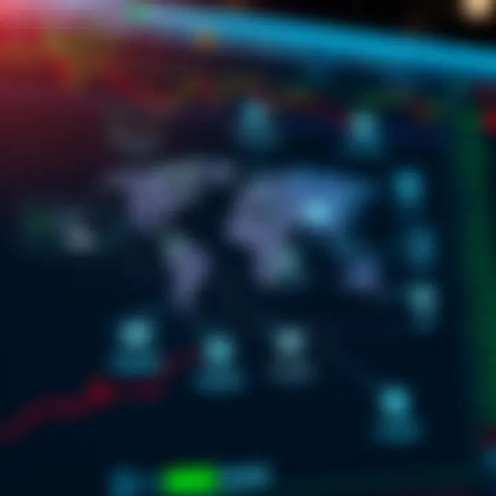 Diagram showing automated forex trading system connecting global markets and currency pairs
