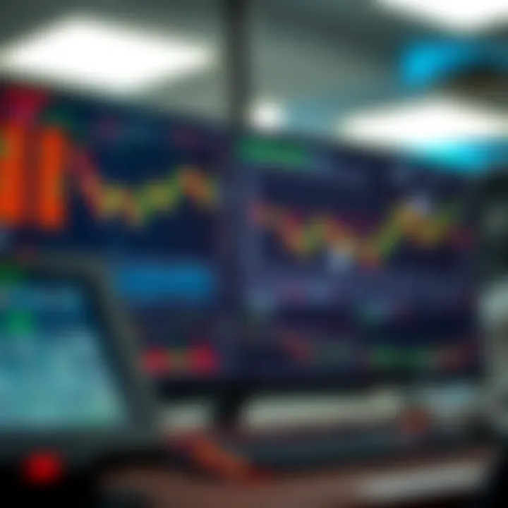 Dashboard displaying binary options trading platform with charts and market indicators