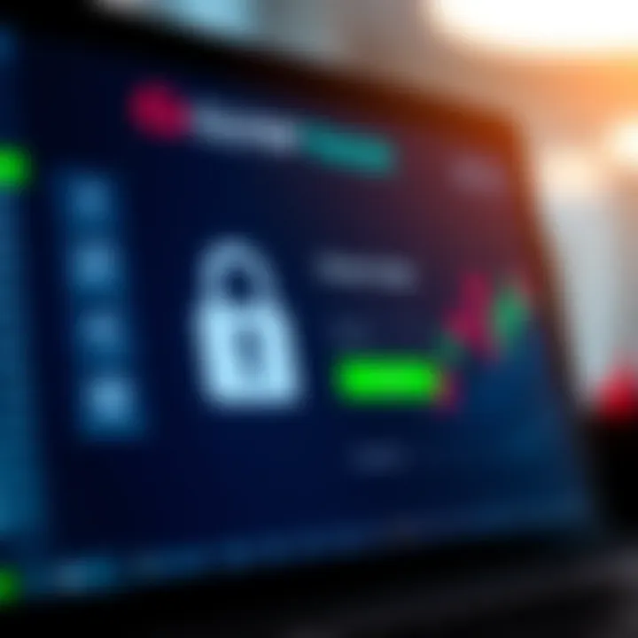 Secure login screen showing strong password entry on digital trading platform