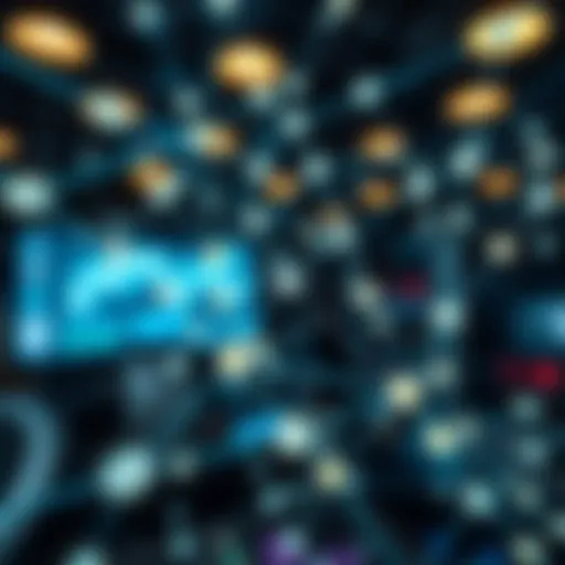 Digital network illustrating peer-to-peer connections in a trading environment