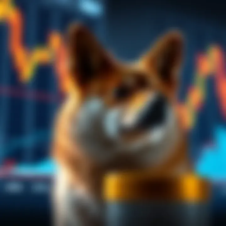 Graph showing Dogecoin price fluctuations over time with highlighted market trends