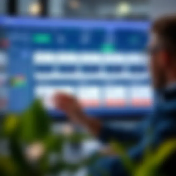 Illustration of a trader reviewing different account options on a digital platform