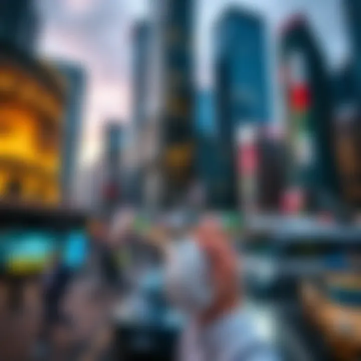 Modern financial district in South Africa showcasing skyscrapers and busy streets