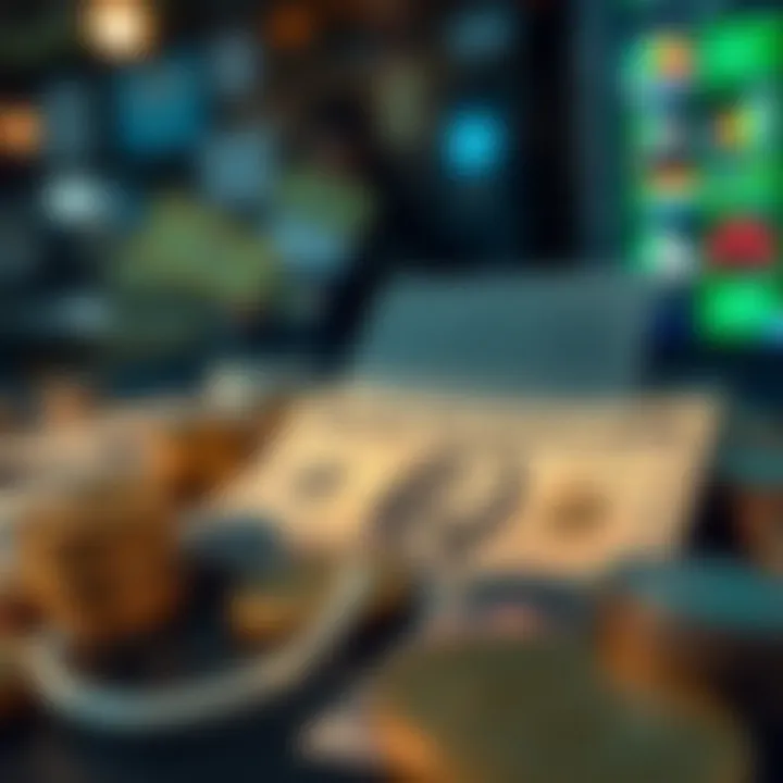 Conceptual illustration of global and domestic factors influencing currency exchange