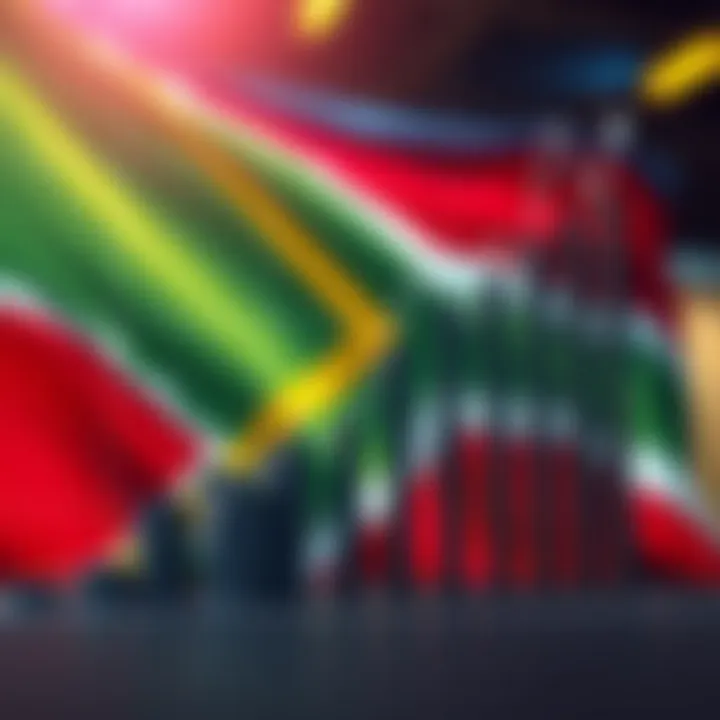 Graph displaying upward trend in Forex trading profits with South African flag in background