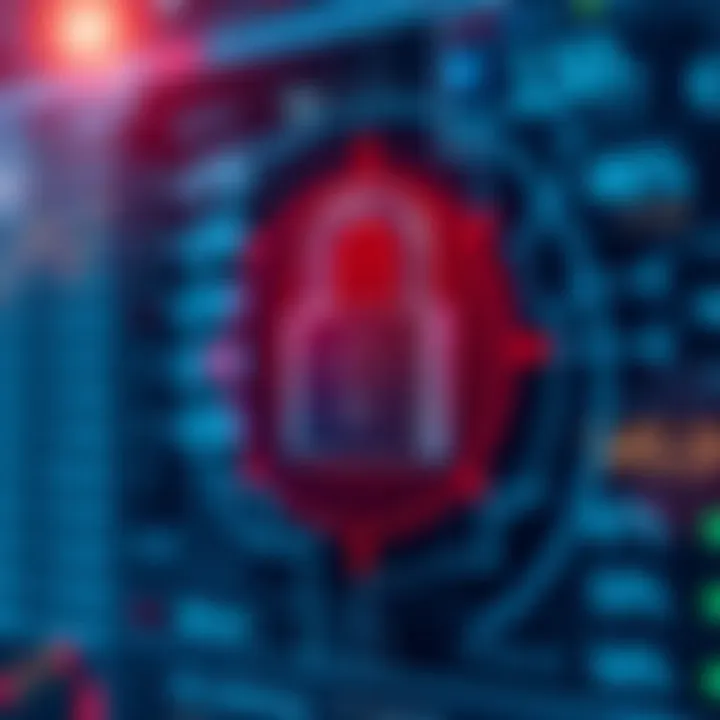 Conceptual illustration of financial security with digital lock and currency symbols representing safe online trading