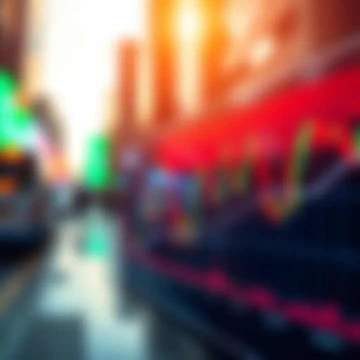 Graph chart showing forex market volatility during New York session with currency pair trends