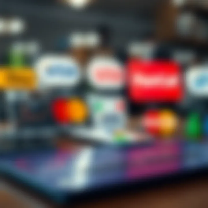 Digital representation of various payment methods available for online trading platforms