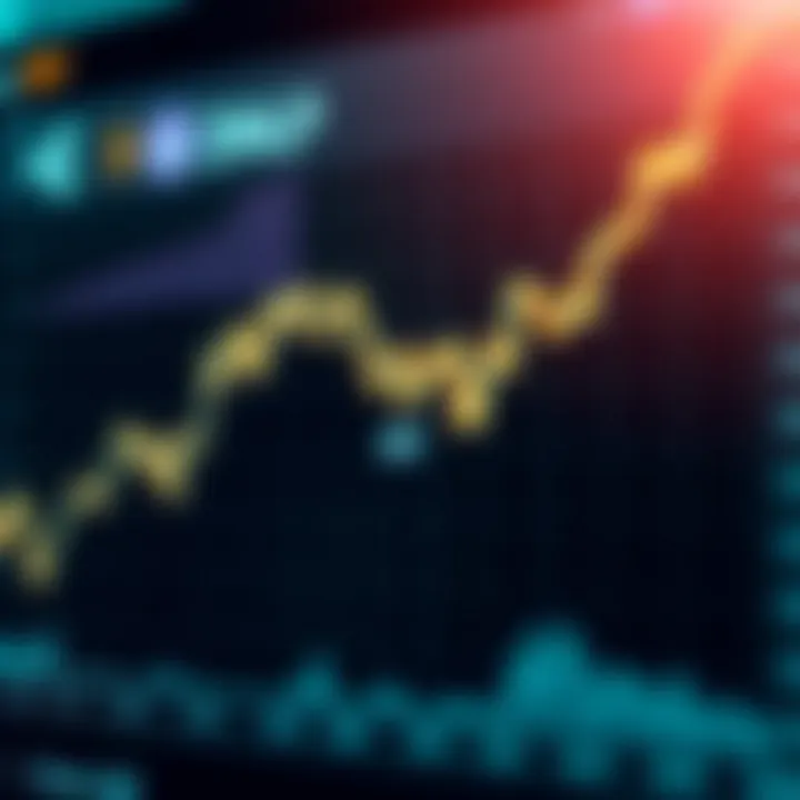 Graph showing upward and downward trends in cryptocurrency prices with Ripple XRP highlighted