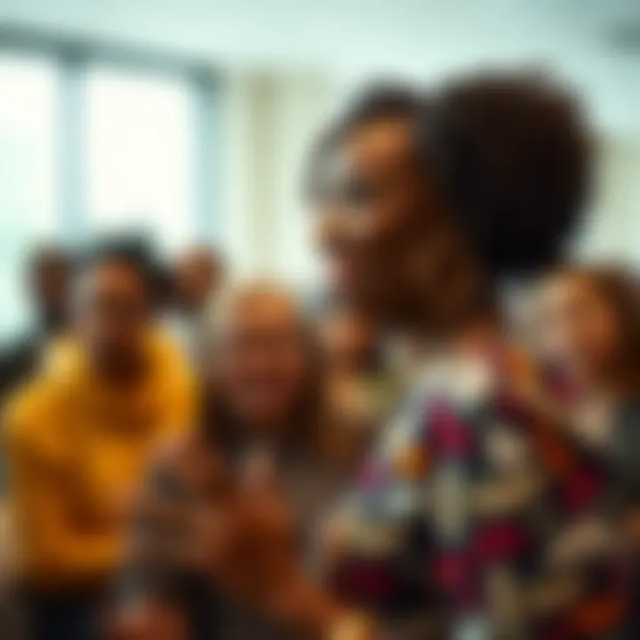 Stacey Burke engaging with community members during a project launch event