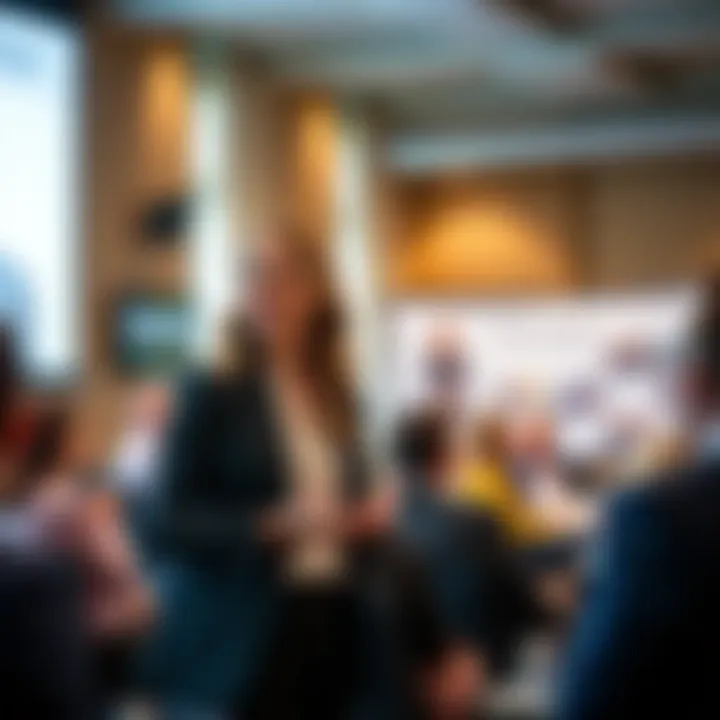 Stacey Burke presenting her key project achievements at a professional conference