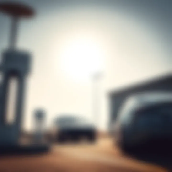 Electric vehicle charging station with Tesla car under a clear sky