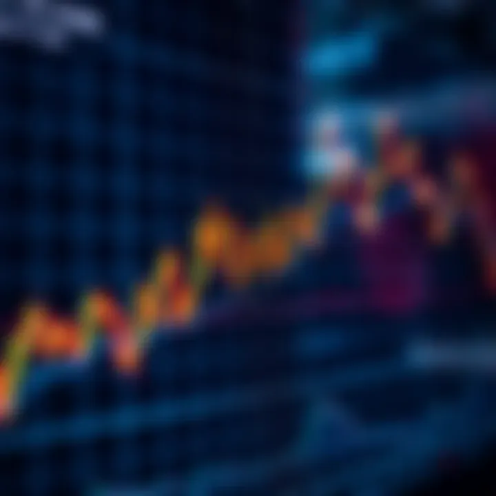 Graph with fluctuating lines depicting market trends and analysis