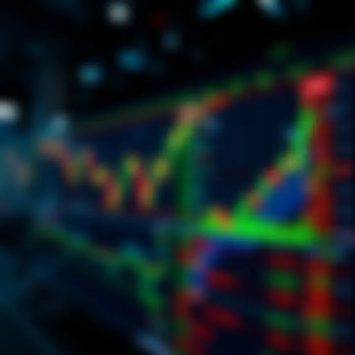 Abstract visualization of automated trading with digital charts and financial market indicators