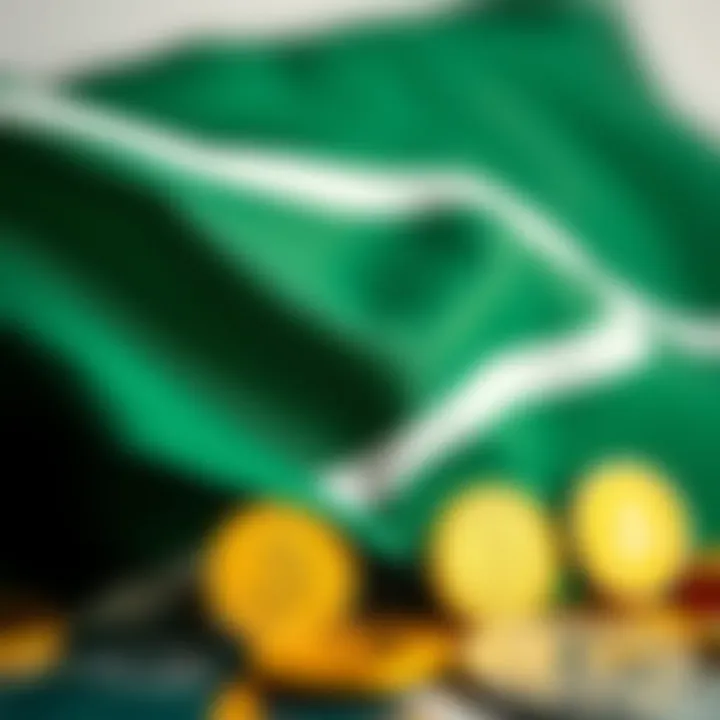 South African flag with digital currency icons depicting exchange and payment options