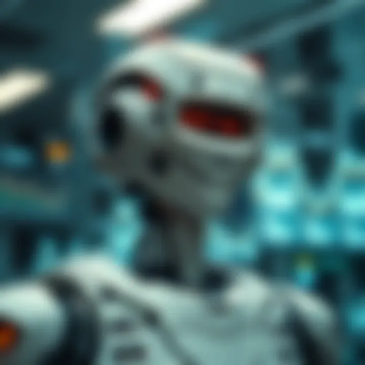 Automated Systems Shaping Market Trends with Data Analytics Conceptual visualization of automated systems influencing market trends with futuristic data analytics