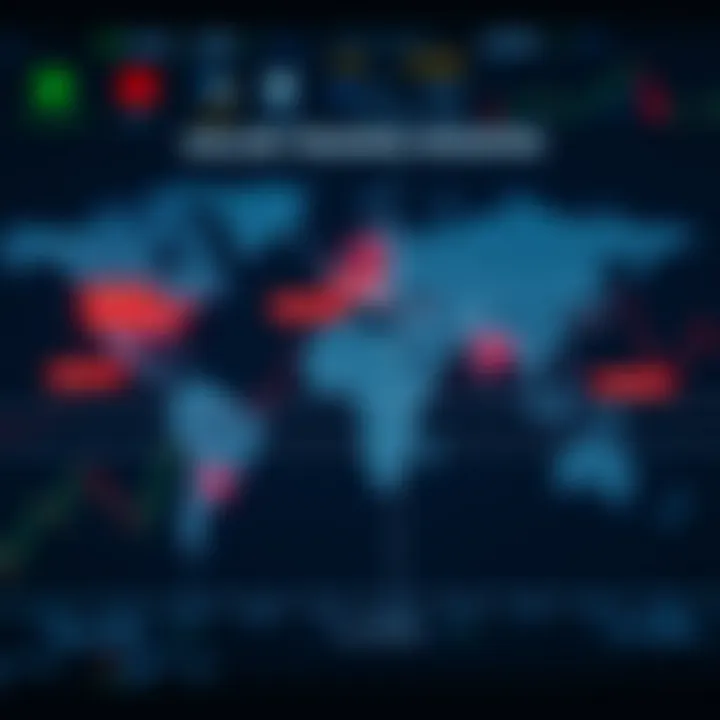 Global map highlighting major financial centers marking the four main forex trading sessions