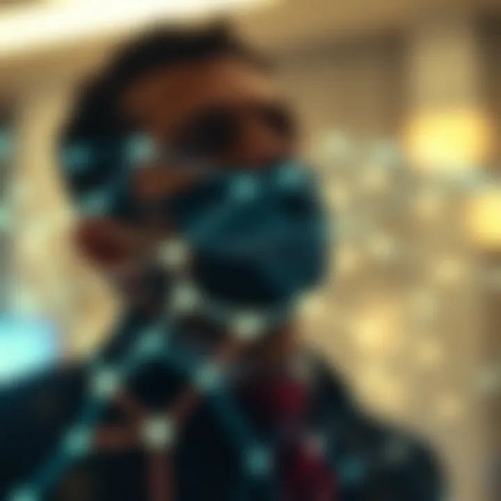 Conceptual illustration of digital marketing and investment strategies with global network connections