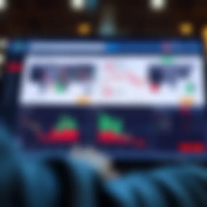 Illustration of an online trading platform dashboard showing stock charts, portfolio overview, and trading options