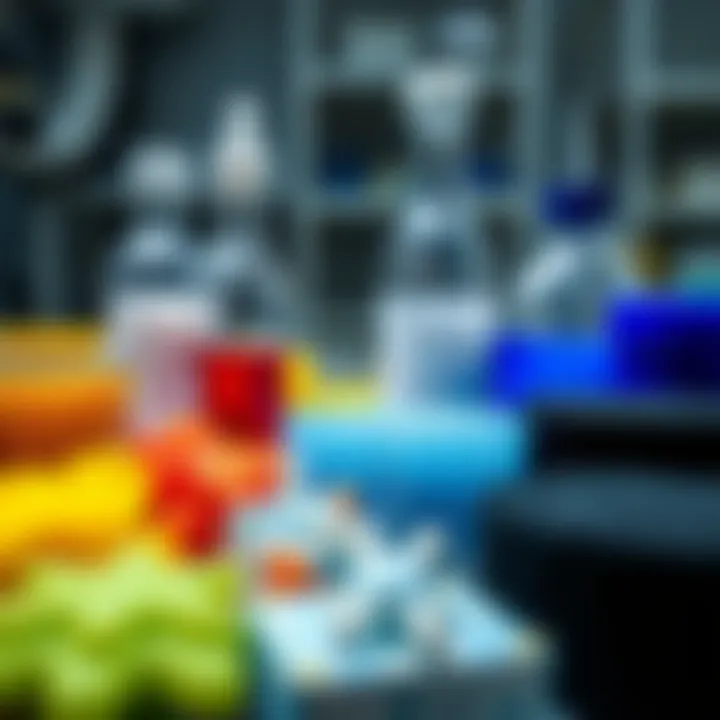 Various types of synthetic materials displayed in a laboratory setting