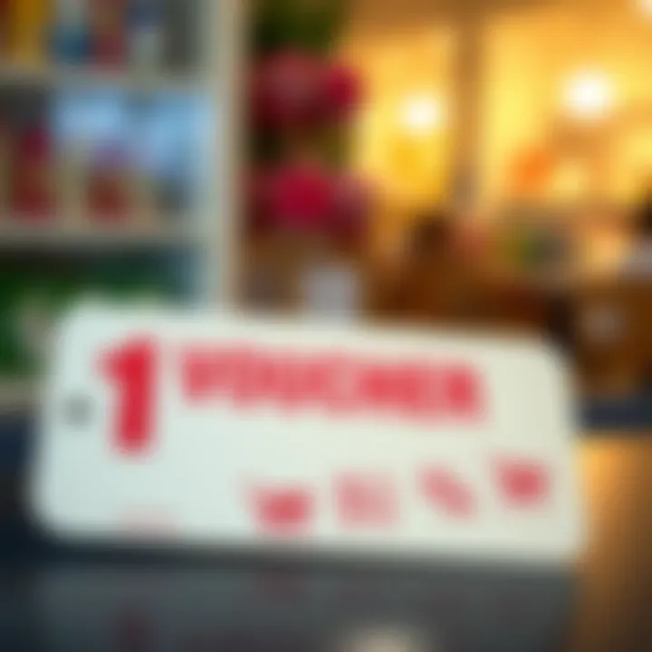 Voucher card with shopping icons representing discounts and savings in South Africa