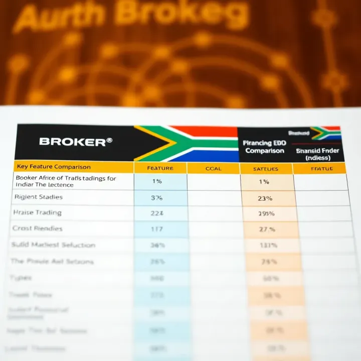 Comparison chart highlighting key features of brokers for trading indices in South Africa
