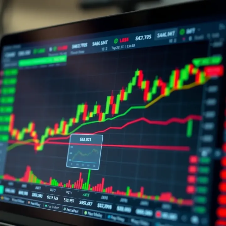 Chart showing volatility index trading with key broker features highlighted