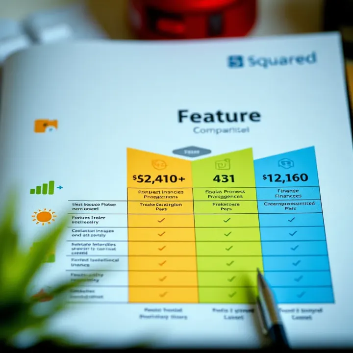 Graph comparing features and benefits of Squared Financial against other financial service providers
