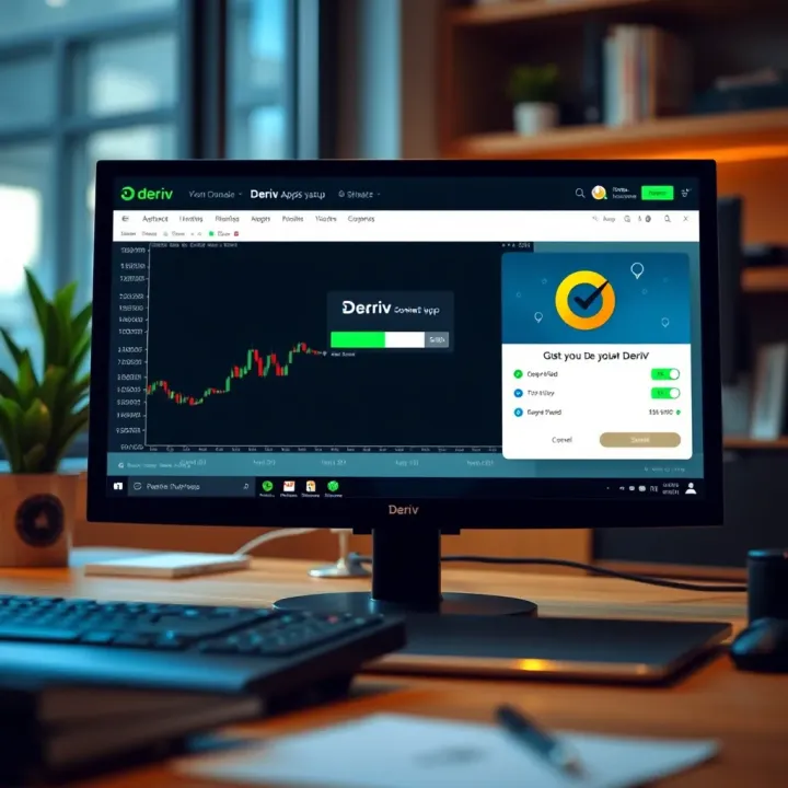 Installing Deriv Trading Application on PC Computer with software installation progress bar depicting Deriv app setup