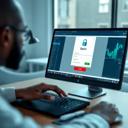 User securely logging into Deriv Limited's platform from South Africa using a computer