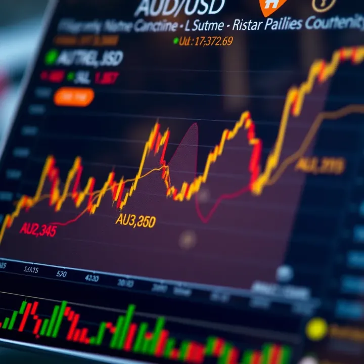 Chart highlighting key economic indicators and geopolitical events impacting AUD and USD currency values