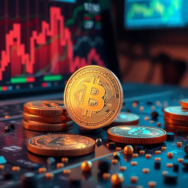 Conceptual illustration of economic and technological elements affecting cryptocurrency value