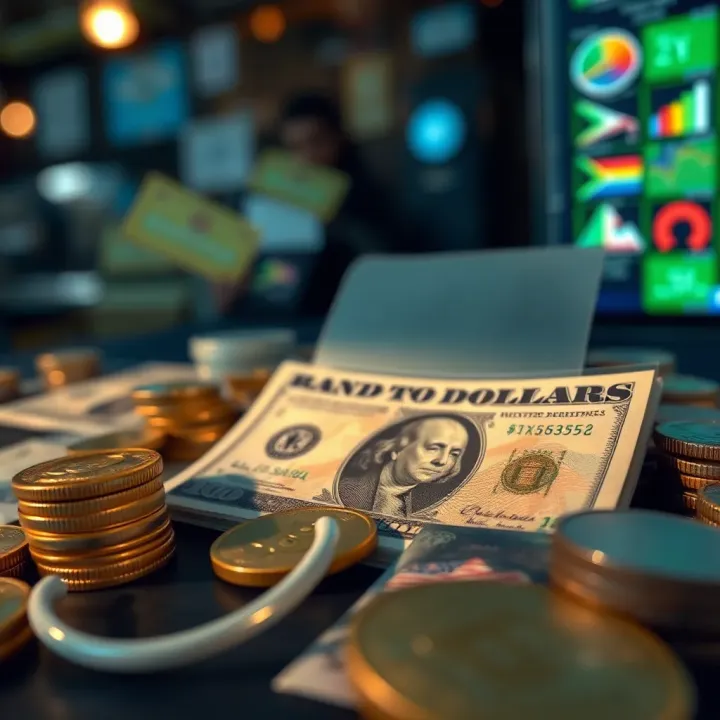 Key Influences on Rand to Dollar Currency Movement Conceptual illustration of global and domestic factors influencing currency exchange