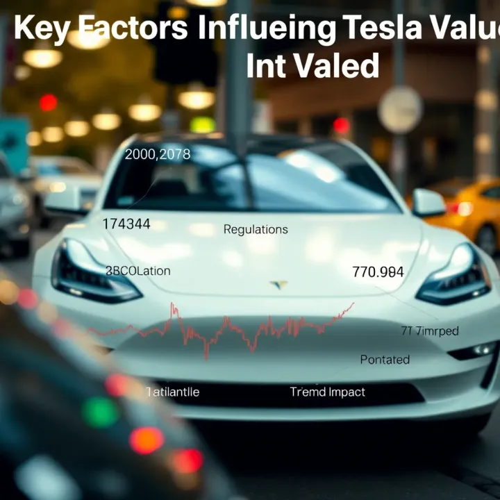 Key Factors Influencing Tesla Stock Value Illustration of factors influencing Tesla stock value including technology, regulations, and economic impacts