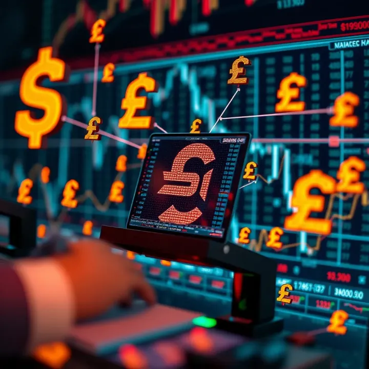 Representation of currency symbols interconnected with digital technology representing forex trading automation in South Africa