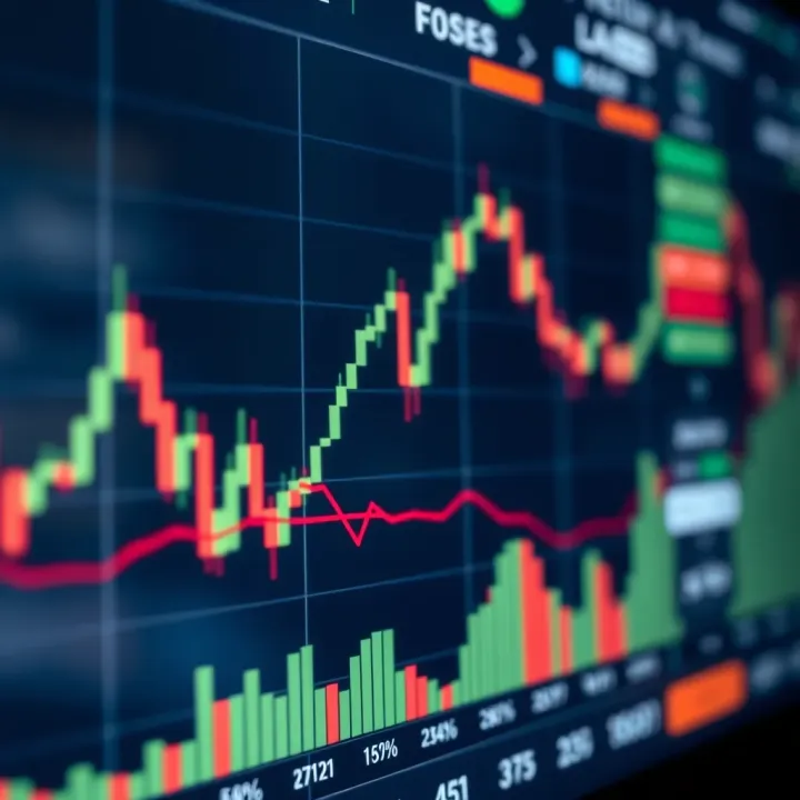 Chart showing currency pairs fluctuating on a digital trading platform