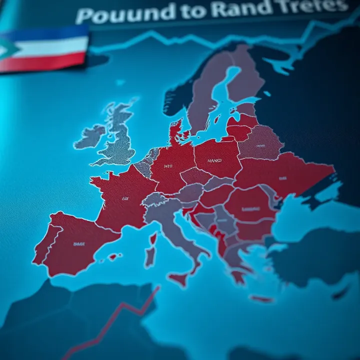 Map illustrating geopolitical factors affecting the Pound to Rand currency movements