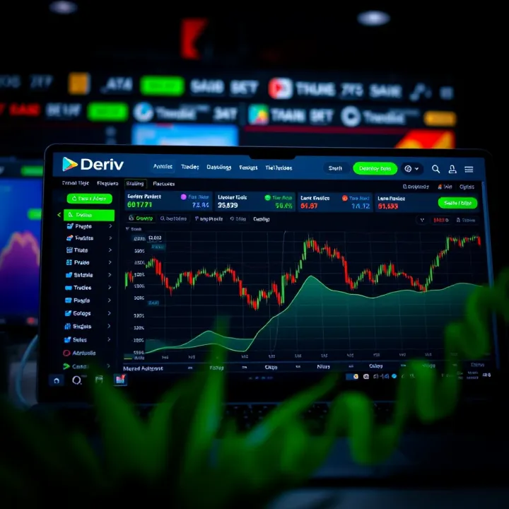 Dashboard showing key trading features and options for South African users on Deriv