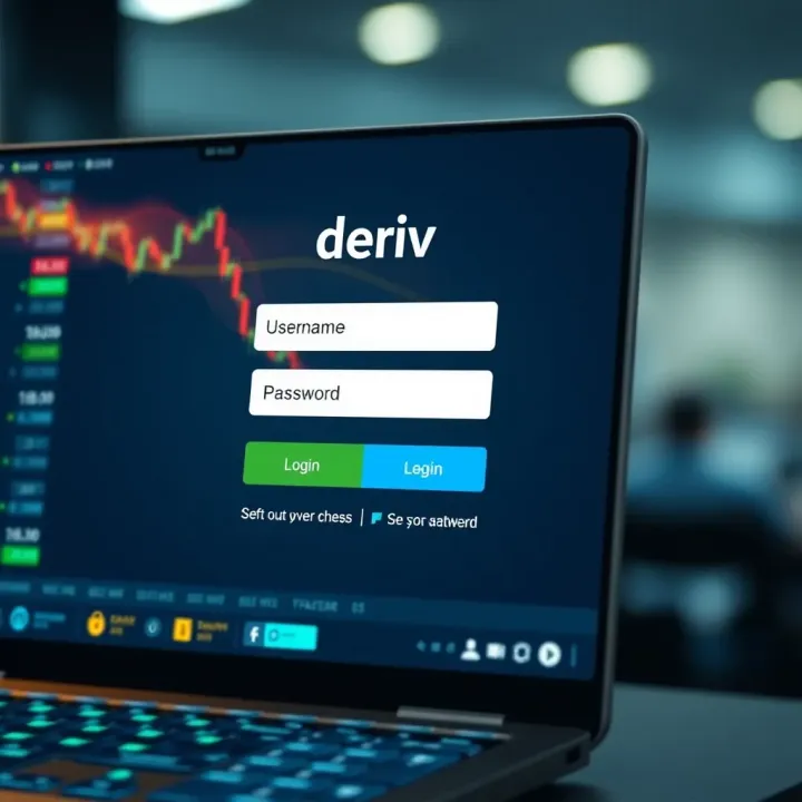 Secure login screen displaying username and password fields on Deriv platform