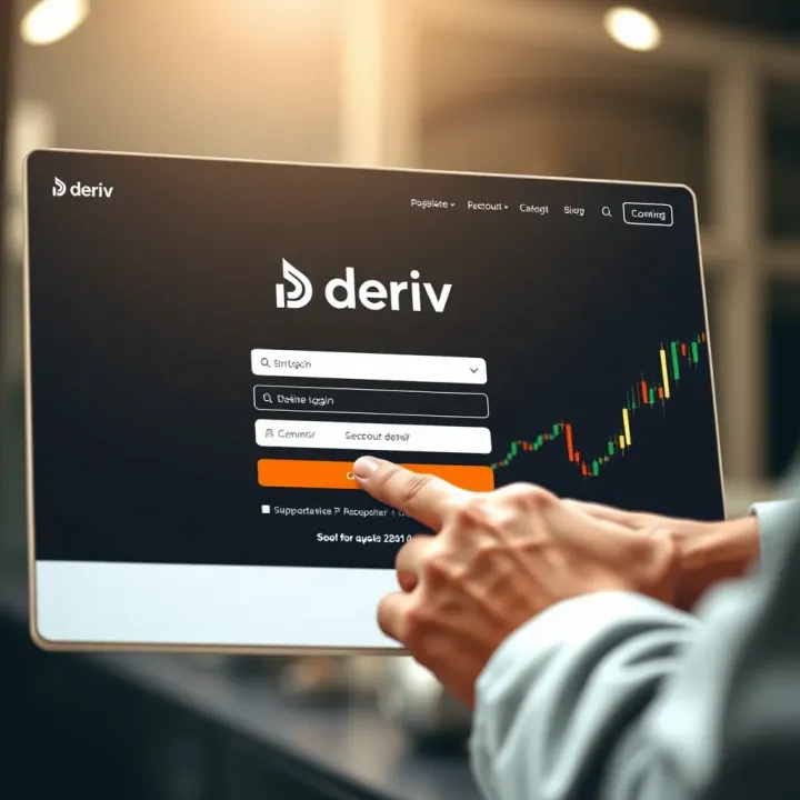 User entering login credentials on a secure Deriv platform interface