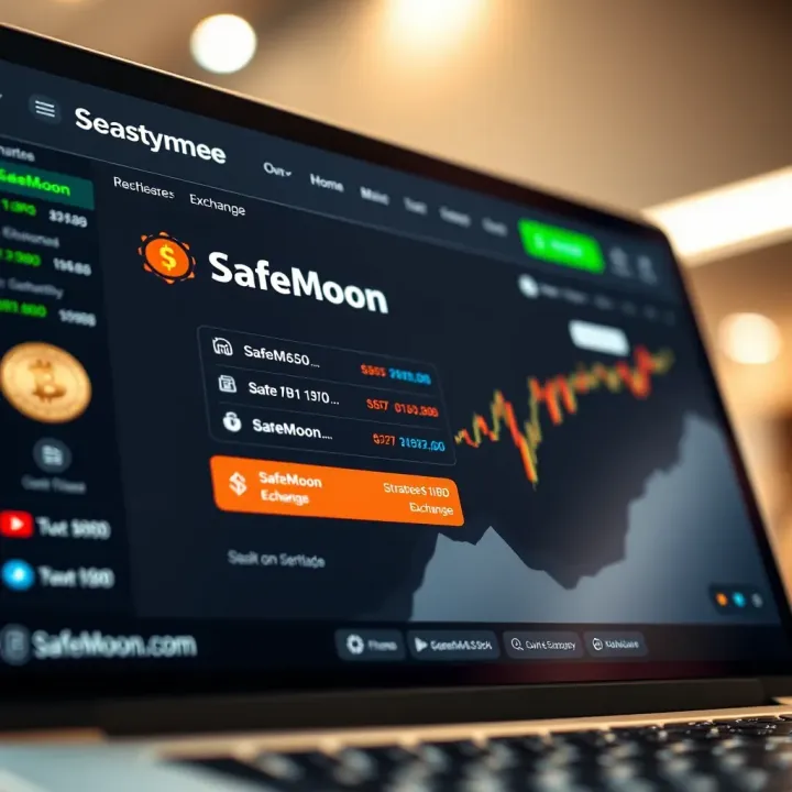 Digital exchange platform displaying multiple cryptocurrency options with SafeMoon highlighted