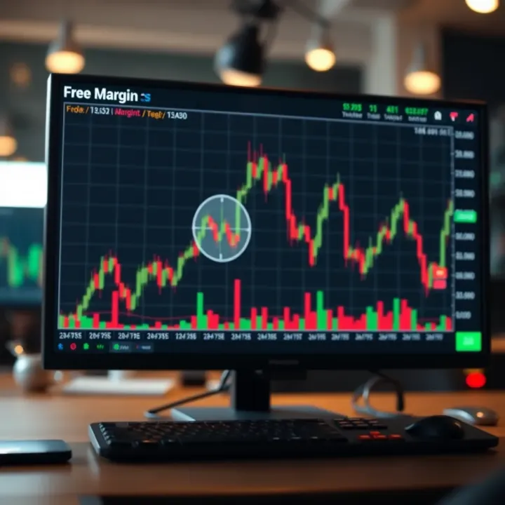 Graph showing how free margin changes as open positions fluctuate in a trading account