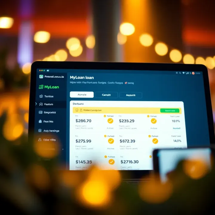 Dashboard interface showing personal loan comparison results on MyLoan.co.za platform