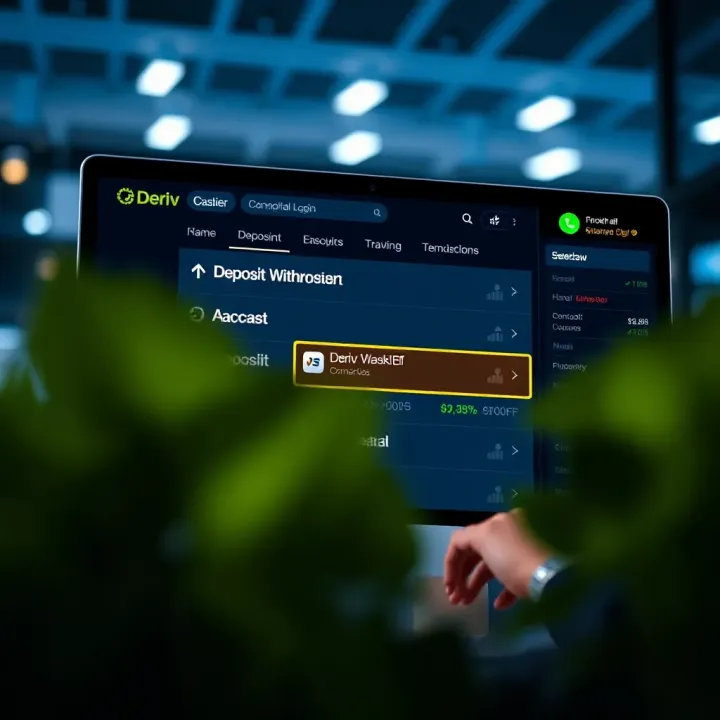 Managing Deposits and Withdrawals on Deriv Illustration of online transaction management highlighting deposit and withdrawal options