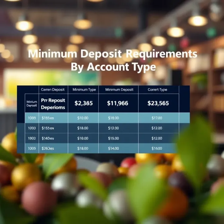 Diagram comparing minimum deposit requirements across different account types offered by RCG Markets