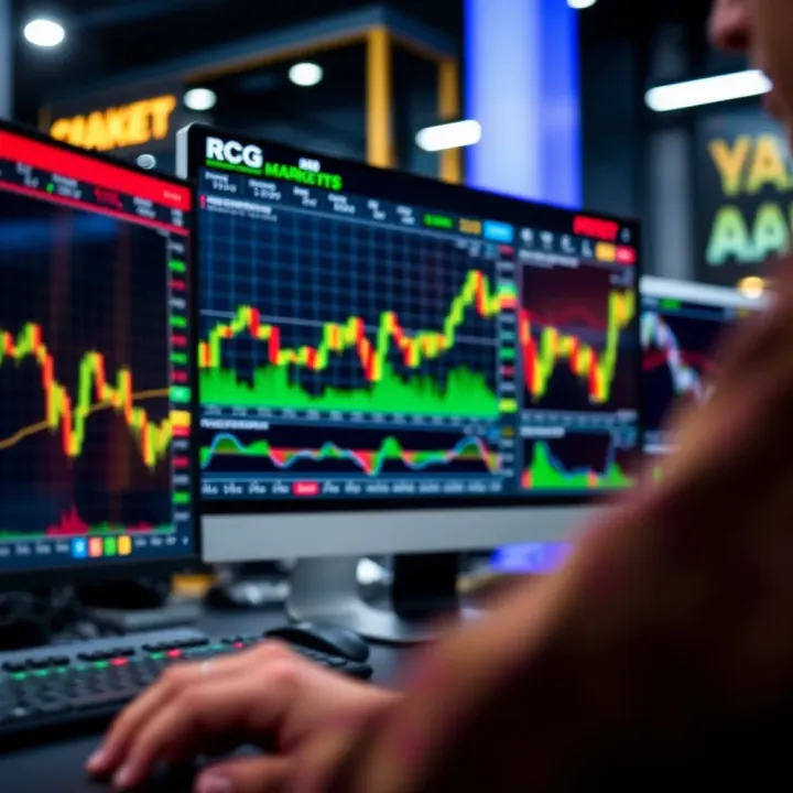 User interface of RCG Markets trading platform displaying charts and market data