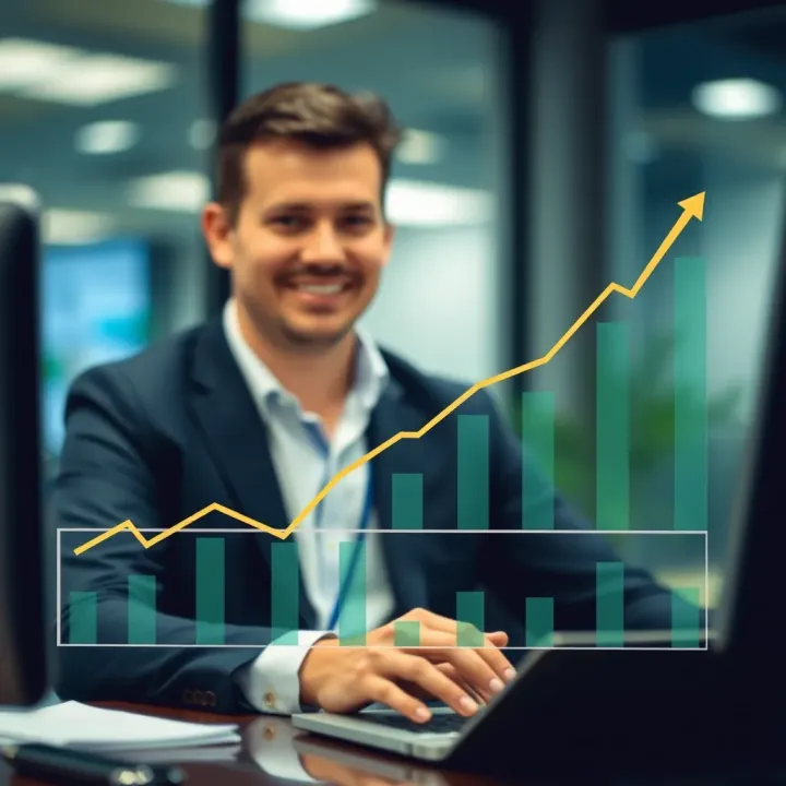 Graphic showing professional milestones and investment growth in blockchain technologies