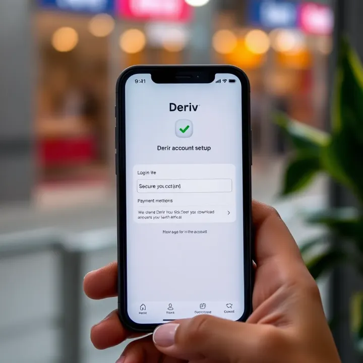 Mobile screen showing secure account setup with login authentication and payment methods for South African users